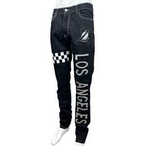 LA Lakers Mens 38X32 FISLL NBA Denim Jeans Black Basketball Kobe Lebron New